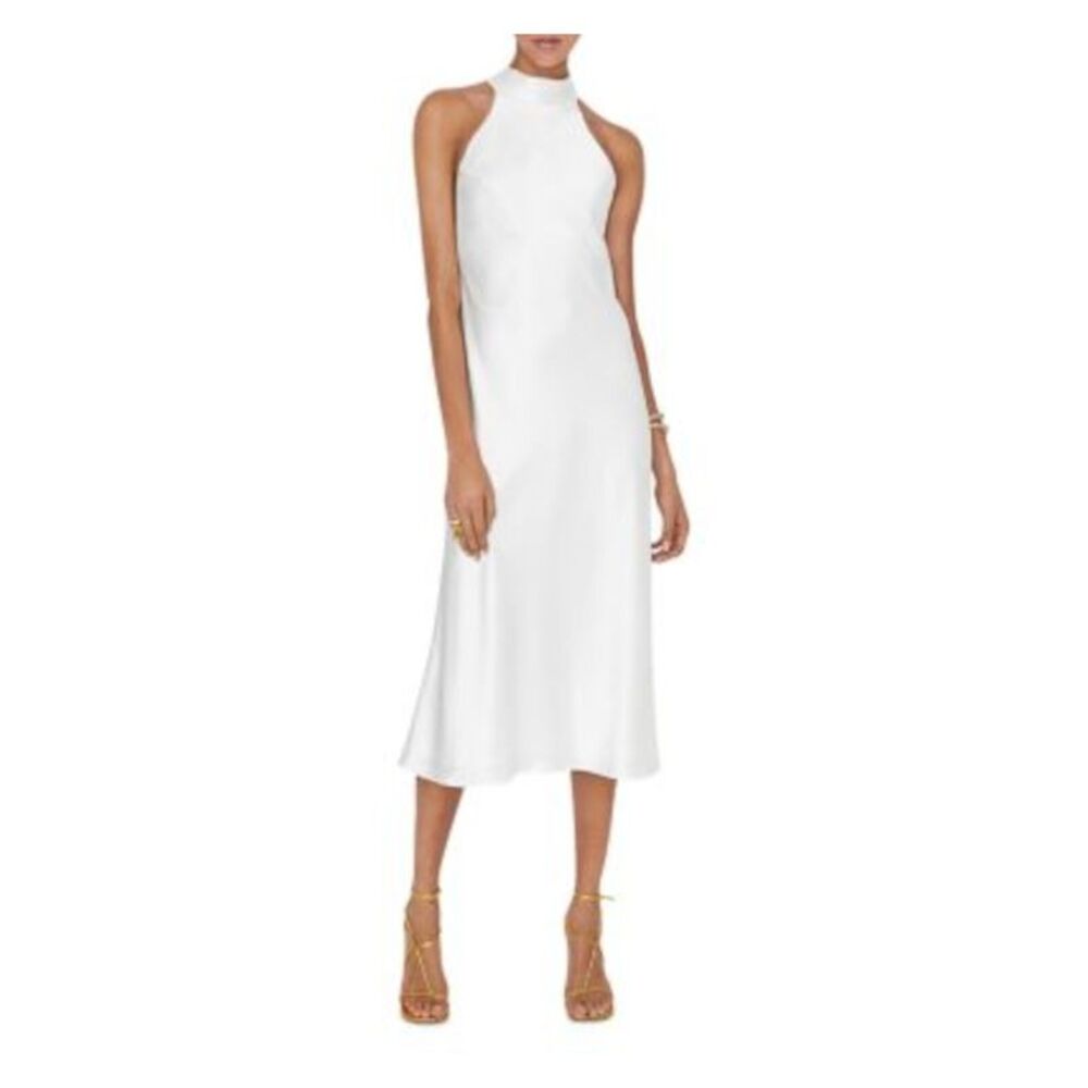 GALVAN LONDON Womens White Lined Tie Back Sleeveless Midi Cocktail Shift Dress 8